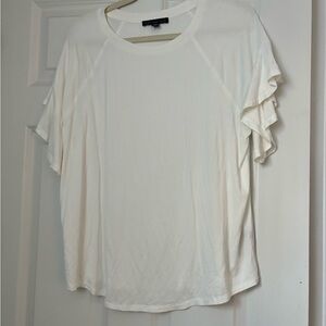 Joan Vass Cream Ruffle Sleeve Tee